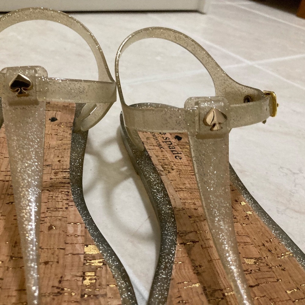 Kate Spade Clear/Gold sparkle jelly sandals Size 10 - Picture 5 of 8